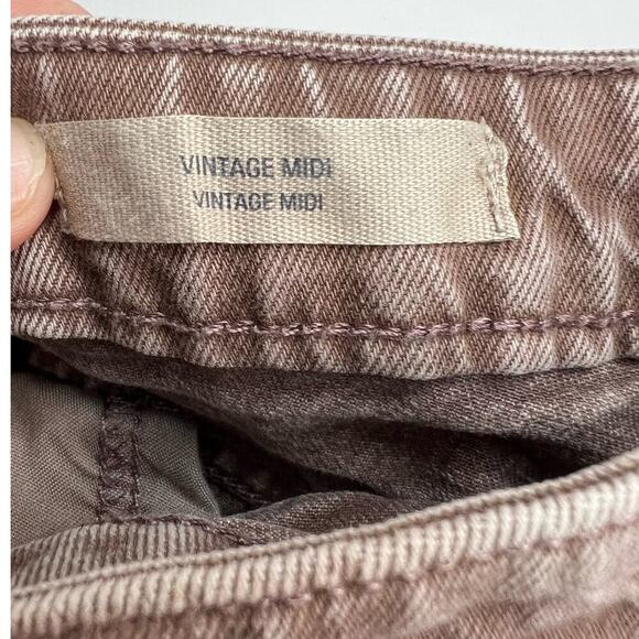 UNIVERSAL THREAD SZ 6/28 Women's Brown Vintage Stretch Cut-Off Midi Jean Shorts - Picture 7 of 9